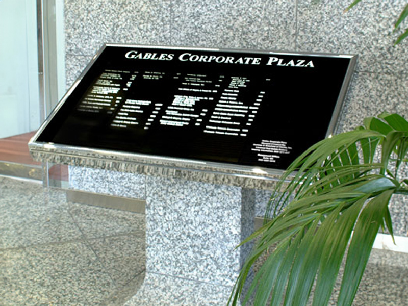 Tablet & Ticket Gables Corporate Plaza directional sign